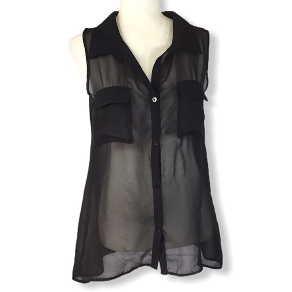 sheer black sleeveless top